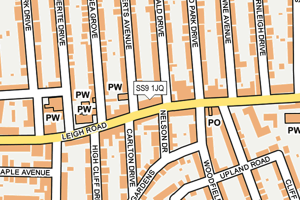 SS9 1JQ map - OS OpenMap – Local (Ordnance Survey) SS9 1JQ map - OS OpenMap – Local (Ordnance Survey)