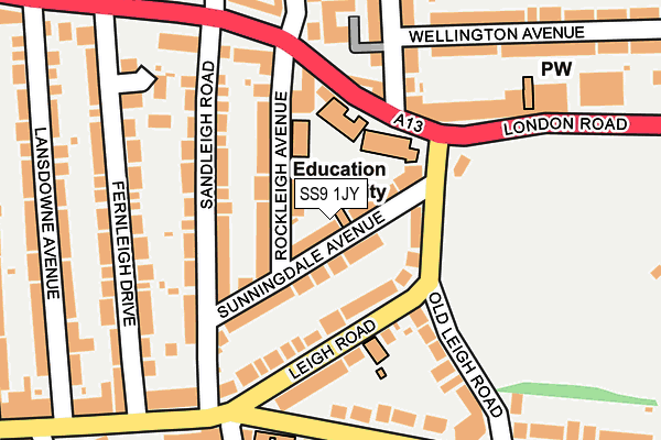 SS9 1JY map - OS OpenMap – Local (Ordnance Survey) SS9 1JY map - OS OpenMap – Local (Ordnance Survey)