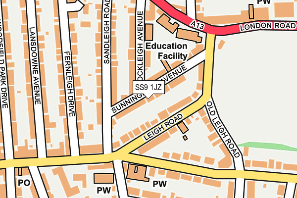 SS9 1JZ map - OS OpenMap – Local (Ordnance Survey) SS9 1JZ map - OS OpenMap – Local (Ordnance Survey)