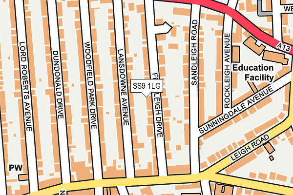 SS9 1LG map - OS OpenMap – Local (Ordnance Survey) SS9 1LG map - OS OpenMap – Local (Ordnance Survey)