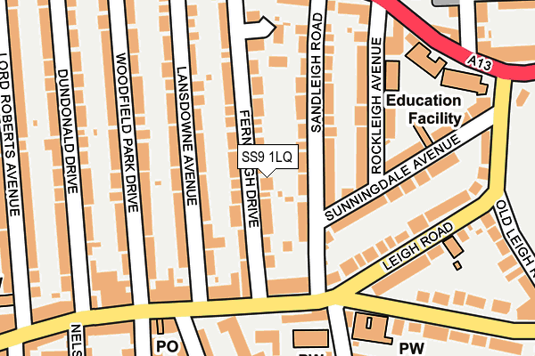 SS9 1LQ map - OS OpenMap – Local (Ordnance Survey) SS9 1LQ map - OS OpenMap – Local (Ordnance Survey)