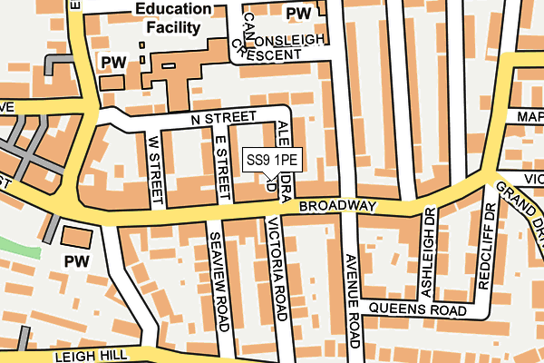 SS9 1PE map - OS OpenMap – Local (Ordnance Survey) SS9 1PE map - OS OpenMap – Local (Ordnance Survey)