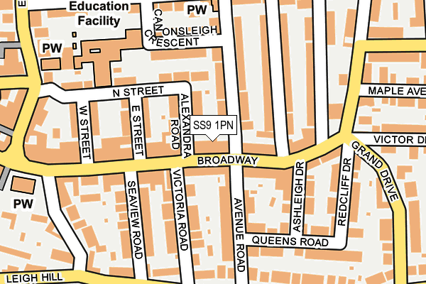SS9 1PN map - OS OpenMap – Local (Ordnance Survey) SS9 1PN map - OS OpenMap – Local (Ordnance Survey)