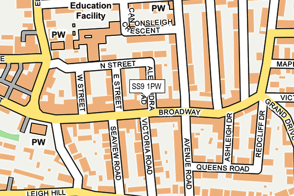 SS9 1PW map - OS OpenMap – Local (Ordnance Survey) SS9 1PW map - OS OpenMap – Local (Ordnance Survey)