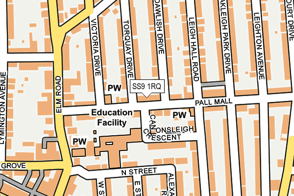 SS9 1RQ map - OS OpenMap – Local (Ordnance Survey) SS9 1RQ map - OS OpenMap – Local (Ordnance Survey)