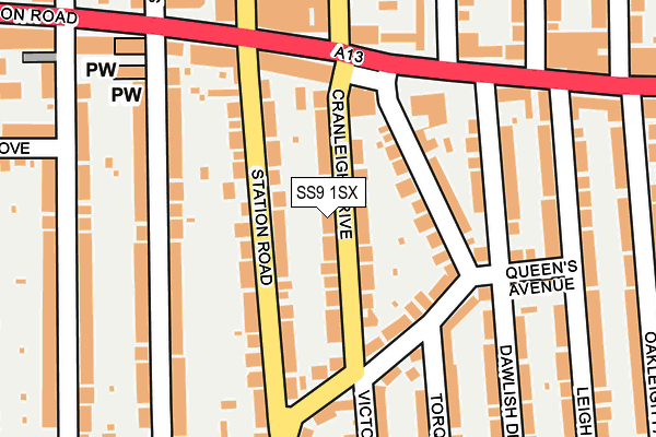 SS9 1SX map - OS OpenMap – Local (Ordnance Survey) SS9 1SX map - OS OpenMap – Local (Ordnance Survey)