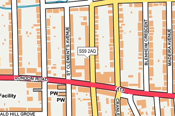 SS9 2AQ map - OS OpenMap – Local (Ordnance Survey) SS9 2AQ map - OS OpenMap – Local (Ordnance Survey)
