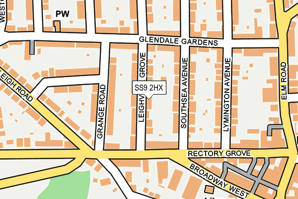 SS9 2HX map - OS OpenMap – Local (Ordnance Survey)