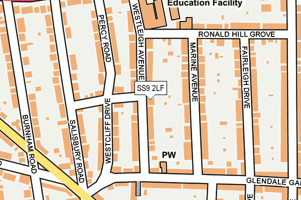 SS9 2LF map - OS OpenMap – Local (Ordnance Survey) SS9 2LF map - OS OpenMap – Local (Ordnance Survey)
