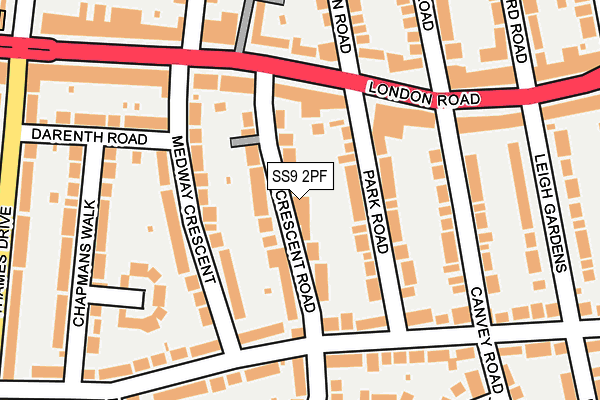 SS9 2PF map - OS OpenMap – Local (Ordnance Survey) SS9 2PF map - OS OpenMap – Local (Ordnance Survey)