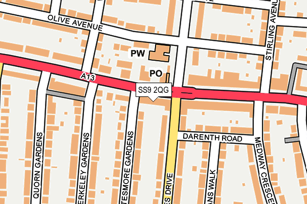 SS9 2QG map - OS OpenMap – Local (Ordnance Survey)