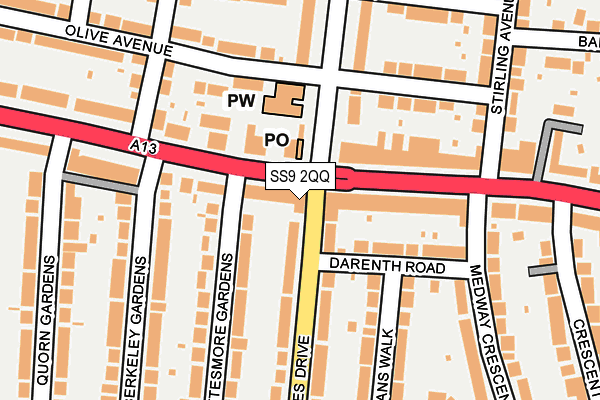 SS9 2QQ map - OS OpenMap – Local (Ordnance Survey) SS9 2QQ map - OS OpenMap – Local (Ordnance Survey)