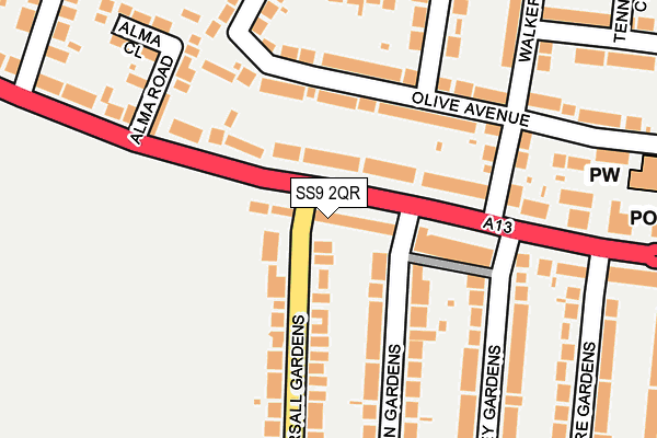 SS9 2QR map - OS OpenMap – Local (Ordnance Survey) SS9 2QR map - OS OpenMap – Local (Ordnance Survey)
