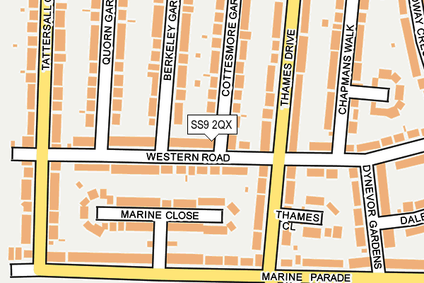 SS9 2QX map - OS OpenMap – Local (Ordnance Survey)