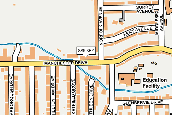 SS9 3EZ map - OS OpenMap – Local (Ordnance Survey) SS9 3EZ map - OS OpenMap – Local (Ordnance Survey)