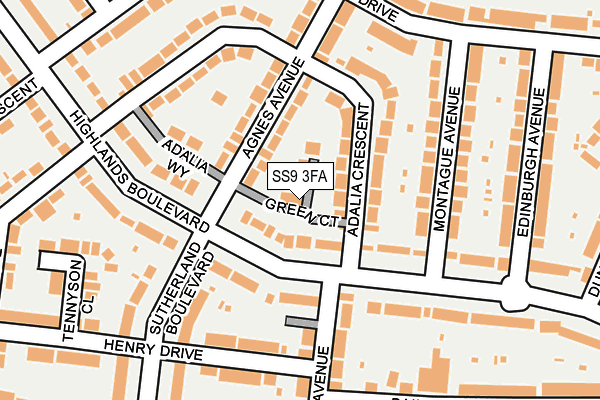 SS9 3FA map - OS OpenMap – Local (Ordnance Survey) SS9 3FA map - OS OpenMap – Local (Ordnance Survey)