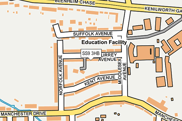 SS9 3HB map - OS OpenMap – Local (Ordnance Survey) SS9 3HB map - OS OpenMap – Local (Ordnance Survey)