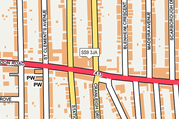 SS9 3JA map - OS OpenMap – Local (Ordnance Survey) SS9 3JA map - OS OpenMap – Local (Ordnance Survey)