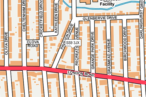 SS9 3JX map - OS OpenMap – Local (Ordnance Survey)