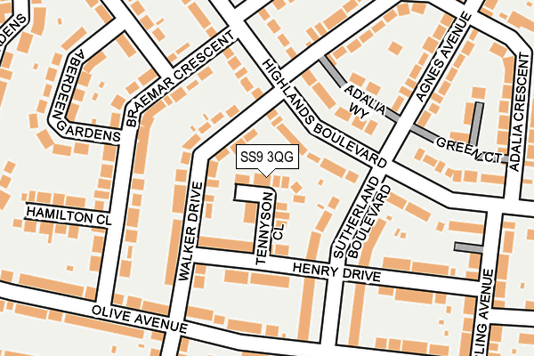 SS9 3QG map - OS OpenMap – Local (Ordnance Survey) SS9 3QG map - OS OpenMap – Local (Ordnance Survey)