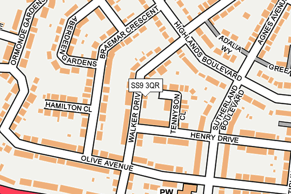 SS9 3QR map - OS OpenMap – Local (Ordnance Survey) SS9 3QR map - OS OpenMap – Local (Ordnance Survey)