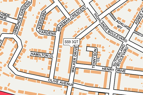 SS9 3QT map - OS OpenMap – Local (Ordnance Survey) SS9 3QT map - OS OpenMap – Local (Ordnance Survey)