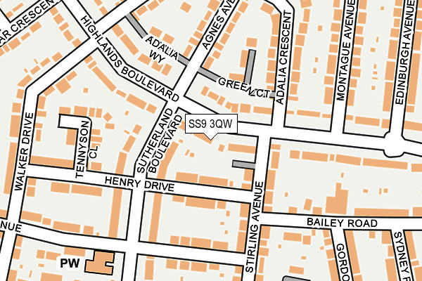 SS9 3QW map - OS OpenMap – Local (Ordnance Survey) SS9 3QW map - OS OpenMap – Local (Ordnance Survey)
