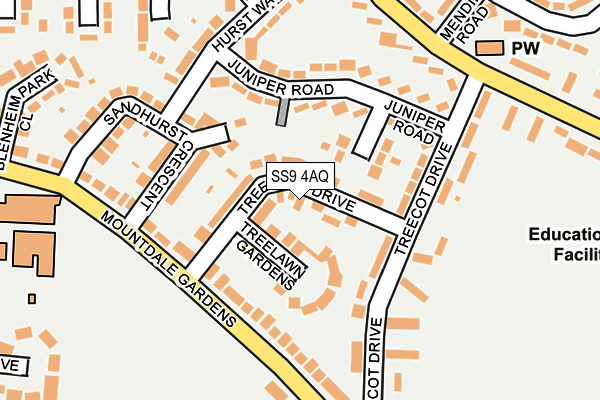 SS9 4AQ map - OS OpenMap – Local (Ordnance Survey) SS9 4AQ map - OS OpenMap – Local (Ordnance Survey)