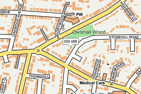 SS9 4BB map - OS OpenMap – Local (Ordnance Survey) SS9 4BB map - OS OpenMap – Local (Ordnance Survey)