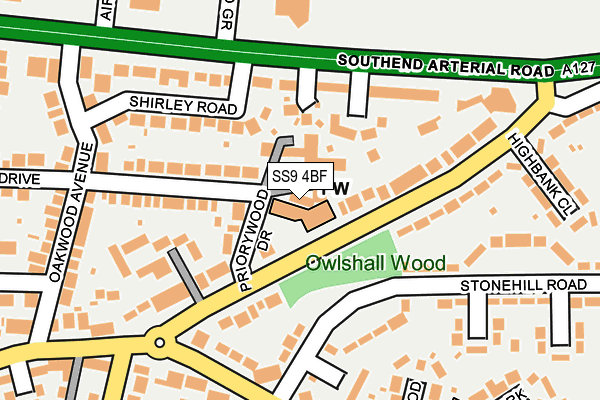 SS9 4BF map - OS OpenMap – Local (Ordnance Survey) SS9 4BF map - OS OpenMap – Local (Ordnance Survey)