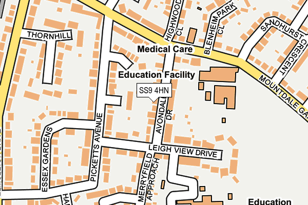 SS9 4HN map - OS OpenMap – Local (Ordnance Survey) SS9 4HN map - OS OpenMap – Local (Ordnance Survey)