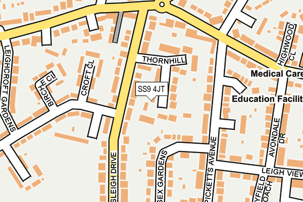 SS9 4JT map - OS OpenMap – Local (Ordnance Survey) SS9 4JT map - OS OpenMap – Local (Ordnance Survey)