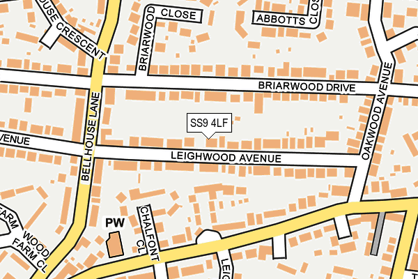 SS9 4LF map - OS OpenMap – Local (Ordnance Survey) SS9 4LF map - OS OpenMap – Local (Ordnance Survey)