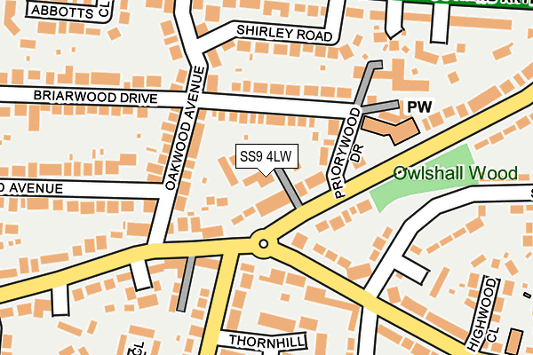 SS9 4LW map - OS OpenMap – Local (Ordnance Survey) SS9 4LW map - OS OpenMap – Local (Ordnance Survey)