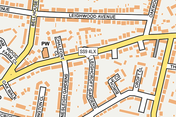 SS9 4LX map - OS OpenMap – Local (Ordnance Survey) SS9 4LX map - OS OpenMap – Local (Ordnance Survey)