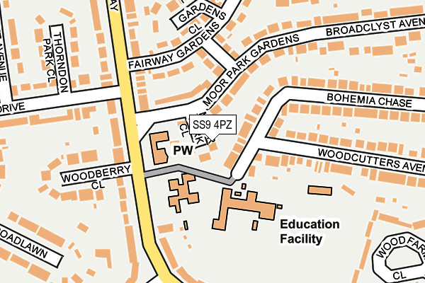 SS9 4PZ map - OS OpenMap – Local (Ordnance Survey) SS9 4PZ map - OS OpenMap – Local (Ordnance Survey)