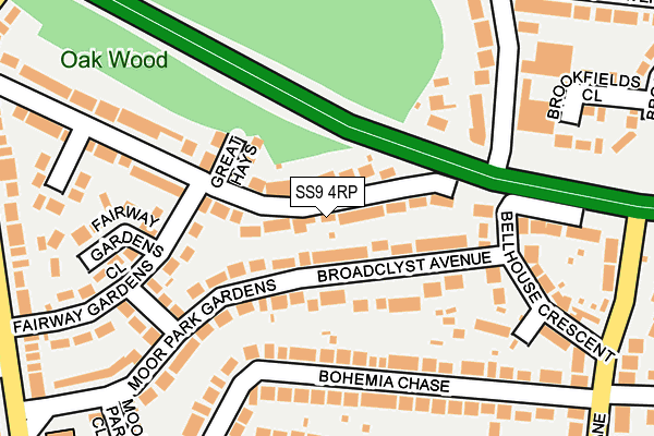 SS9 4RP map - OS OpenMap – Local (Ordnance Survey) SS9 4RP map - OS OpenMap – Local (Ordnance Survey)