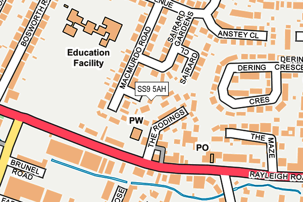 SS9 5AH map - OS OpenMap – Local (Ordnance Survey) SS9 5AH map - OS OpenMap – Local (Ordnance Survey)