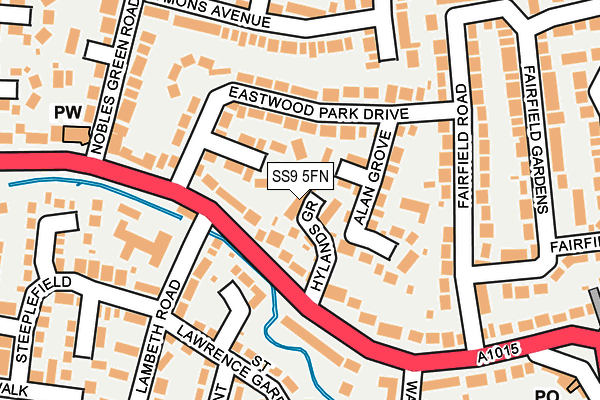 SS9 5FN map - OS OpenMap – Local (Ordnance Survey) SS9 5FN map - OS OpenMap – Local (Ordnance Survey)