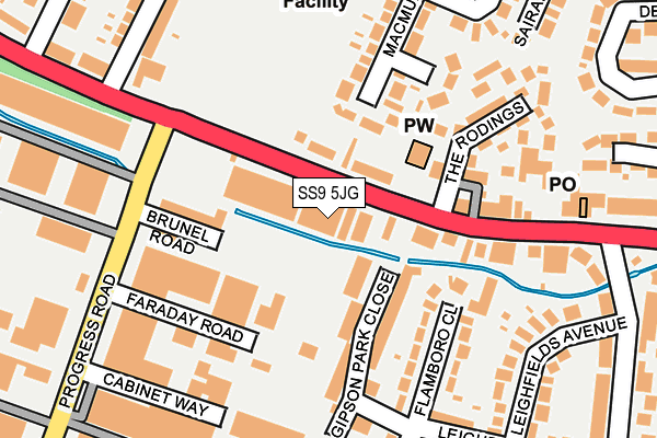 SS9 5JG map - OS OpenMap – Local (Ordnance Survey) SS9 5JG map - OS OpenMap – Local (Ordnance Survey)
