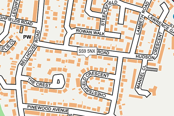 SS9 5NX map - OS OpenMap – Local (Ordnance Survey) SS9 5NX map - OS OpenMap – Local (Ordnance Survey)