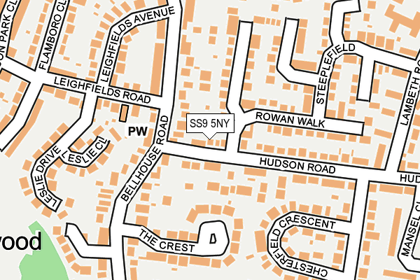 SS9 5NY map - OS OpenMap – Local (Ordnance Survey)
