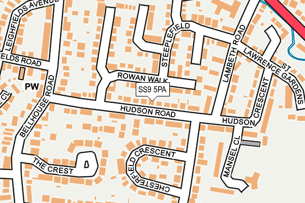 SS9 5PA map - OS OpenMap – Local (Ordnance Survey) SS9 5PA map - OS OpenMap – Local (Ordnance Survey)