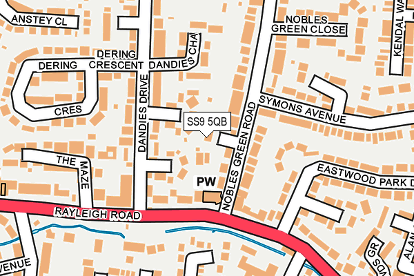 SS9 5QB map - OS OpenMap – Local (Ordnance Survey) SS9 5QB map - OS OpenMap – Local (Ordnance Survey)