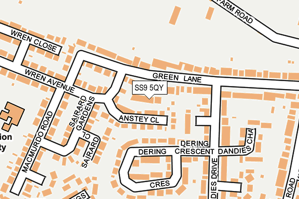 SS9 5QY map - OS OpenMap – Local (Ordnance Survey) SS9 5QY map - OS OpenMap – Local (Ordnance Survey)
