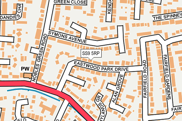 SS9 5RP map - OS OpenMap – Local (Ordnance Survey) SS9 5RP map - OS OpenMap – Local (Ordnance Survey)