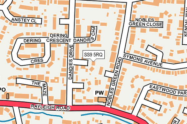 SS9 5RQ map - OS OpenMap – Local (Ordnance Survey) SS9 5RQ map - OS OpenMap – Local (Ordnance Survey)