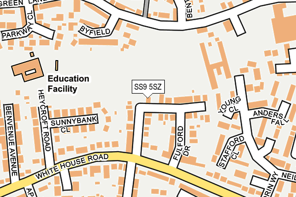SS9 5SZ map - OS OpenMap – Local (Ordnance Survey) SS9 5SZ map - OS OpenMap – Local (Ordnance Survey)