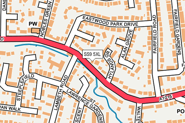 SS9 5XL map - OS OpenMap – Local (Ordnance Survey) SS9 5XL map - OS OpenMap – Local (Ordnance Survey)