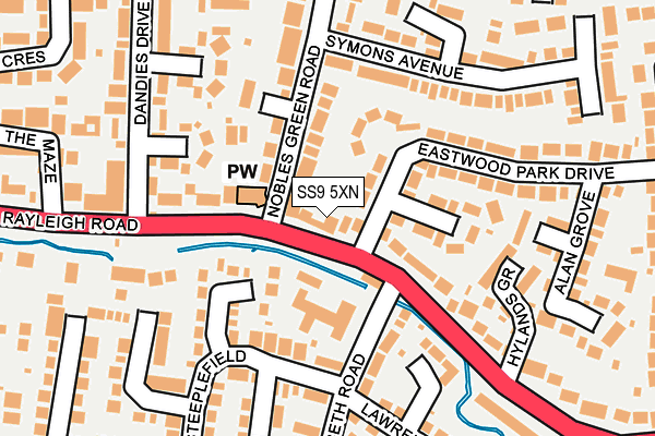 SS9 5XN map - OS OpenMap – Local (Ordnance Survey) SS9 5XN map - OS OpenMap – Local (Ordnance Survey)